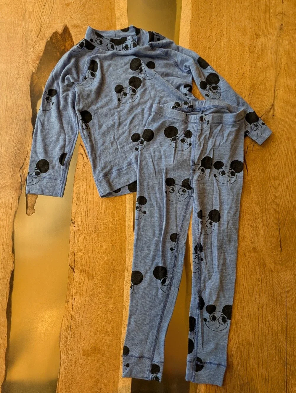 Mini Rodini 2-3y WOOL Kids' Long Sleeve THERMAL Set Mouse Print
